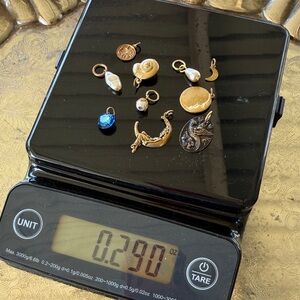 Vintage Solid Brass Art Nouveau Magical Moon Charm 10 pc Set